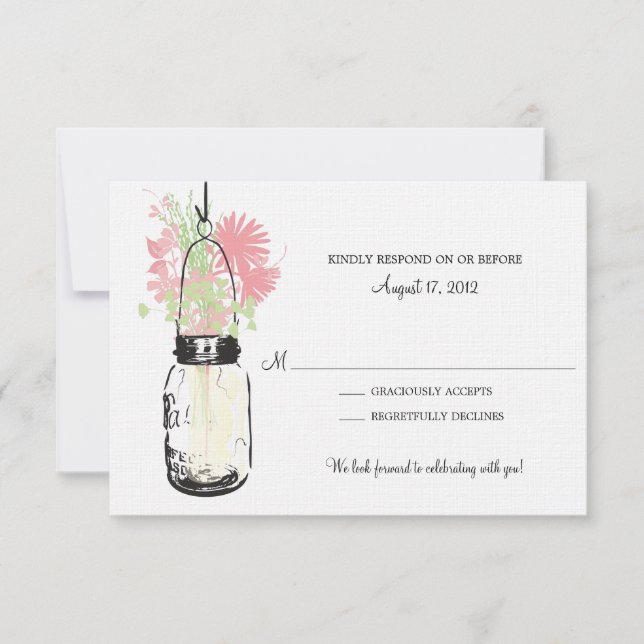 Mason Jar & Wildblumen RSVP-Karte RSVP Karte (Vorderseite)