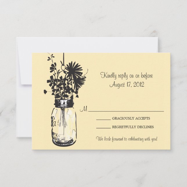 Mason Jar & Wildblumen RSVP-Karte RSVP Karte (Vorderseite)