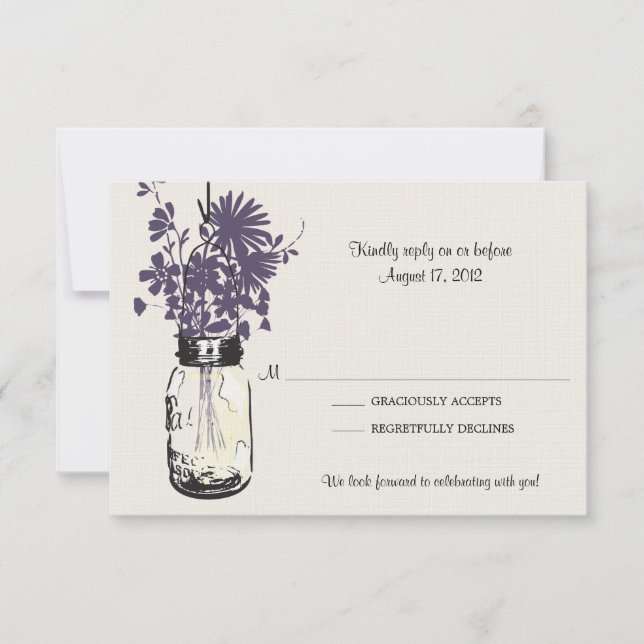 Mason Jar & Wildblumen RSVP-Karte RSVP Karte (Vorderseite)