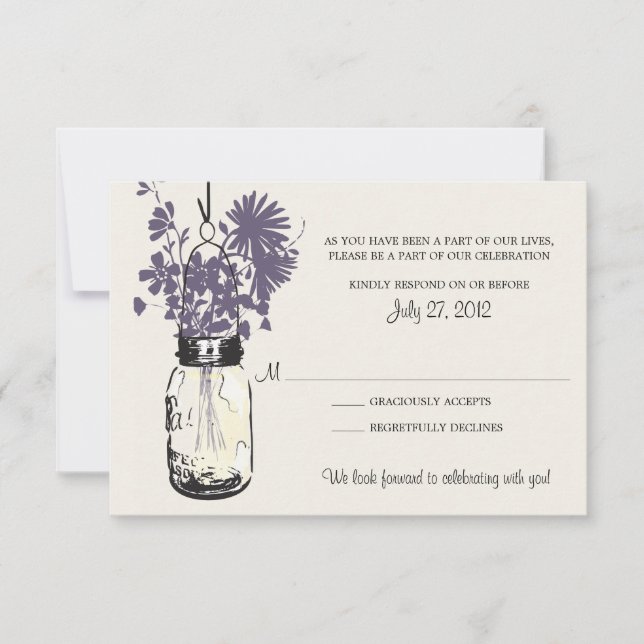 Mason Jar & Wildblumen RSVP-Karte RSVP Karte (Vorderseite)