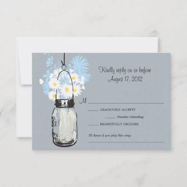 Mason Jar & Wildblumen RSVP-Karte RSVP Karte (Vorderseite)