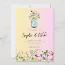 Mason Jar Wildblumen Rustic Ombre Pink Wedding