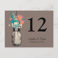 Mason Jar & Wildblumen Tischkarte