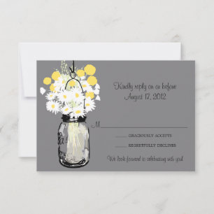 Mason Jar Wilde Gänseblümchen & Billy Balls RSVP Karte