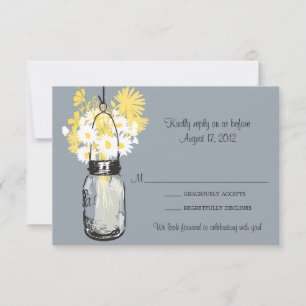 Mason Jar Wildflowers RSVP Card & Karte