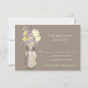 Mason Jar & Wildflowers RSVP Karte