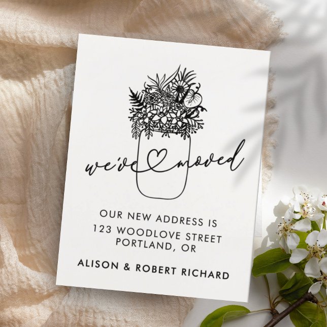 Mason Jar Wir haben die neue Ankündigung über Zuha Postkarte (Von Creator hochgeladen)