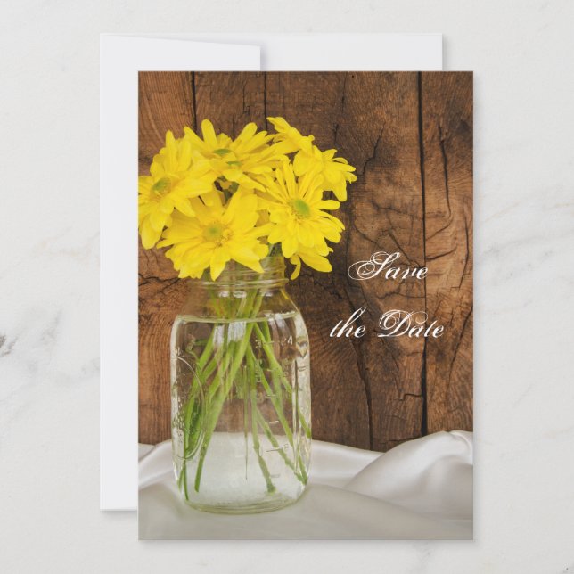 Mason Jar Yellow Daisies Sweet 16 Save the Date (Vorderseite)