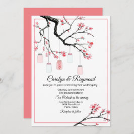 Mason Jar zur Einladung von Bäumen Hochzeiten