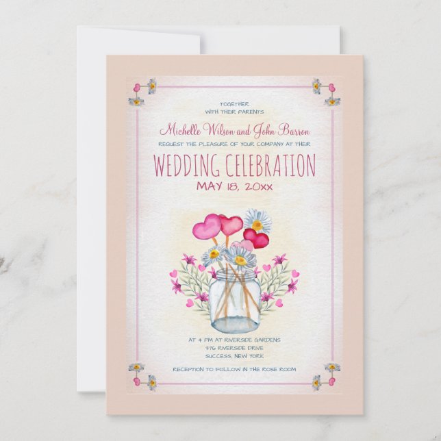 Mason Jar zur Liebe Einladung (Vorderseite)