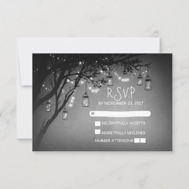 Mason Jars Baum Land rustikale Hochzeit RSVP Karte