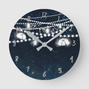 Mason Jars & Lights Night Abend Starry Sky Runde Wanduhr