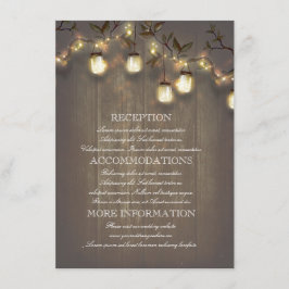 Mason Jars Lights Rustikales Hochzeitsszenario Begleitkarte