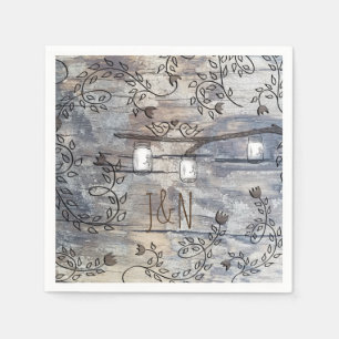 Mason Jars & Love Birds Rustikale Branchensehen Serviette