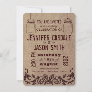 Mason Jars Rustic Country Wedding Einladungen