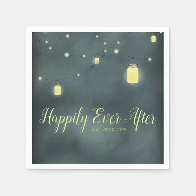 Mason Jars Sommernächte Hochzeit Serviette (Vorderseite)