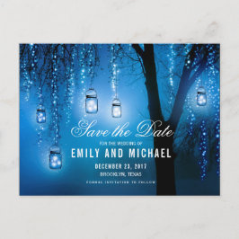 Mason Jars String Lights Elegant Save the Date Ankündigungspostkarte