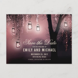 Mason Jars String Lights Elegant Save the Date Ankündigungspostkarte