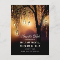 Mason Jars String Lights Elegant Save the Date