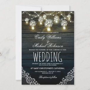 Mason Jars String Lights Elegante Rustikale Hochze Einladung