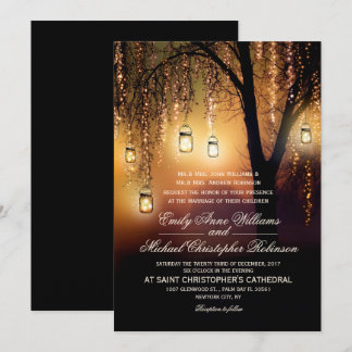 Mason Jars String Lights Elegante Rustikale Hochze Einladung