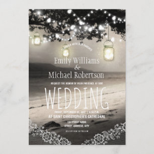 Mason Jars String Lights Elegante Rustikale Hochze Einladung