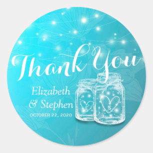 Mason Jars & String Lights Gastgeschenk Hochzeit V Runder Aufkleber