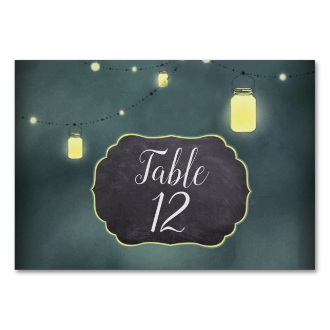 Mason Jars Summer Night Table Card Tischnummer (Vorderseite)