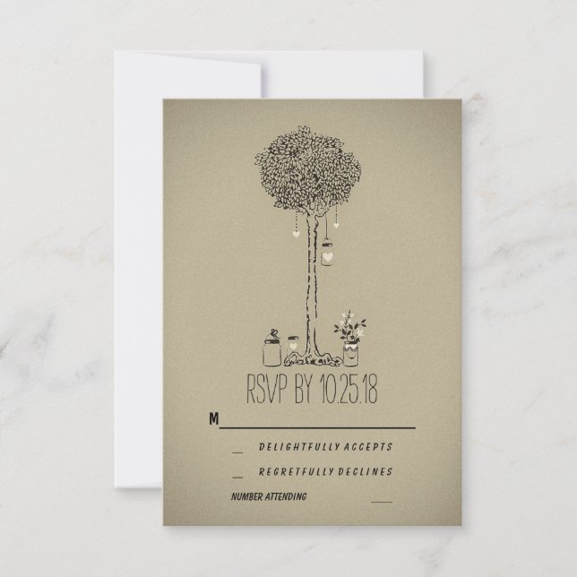 Mason Jars Tree RSVP Karten (Vorderseite)