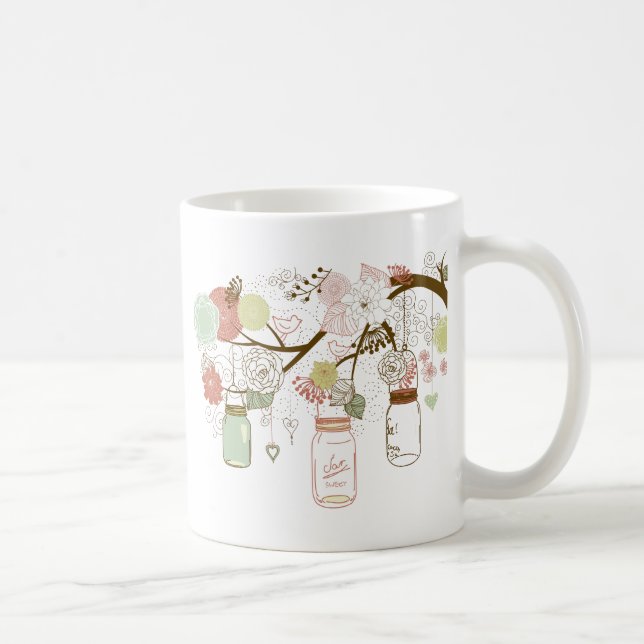 Mason Jars und Hübsche Blume Tasse (Rechts)