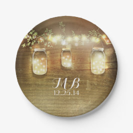 Mason Jars und String Lights rustikal Pappteller