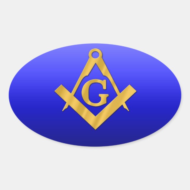 Mason Masonic mit Gradient Blue Ovaler Aufkleber (Vorderseite)