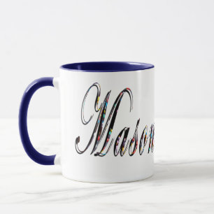 Mason, Name, Logo, Blue Combo Kaffee Tasse. Tasse