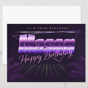 Mason Name Vorname lila retro Karte Geburtstag