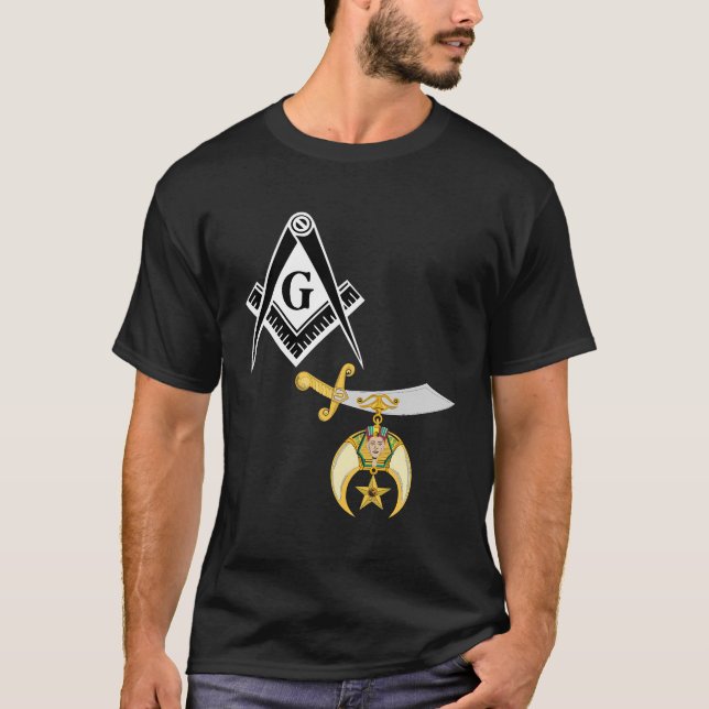 Mason Shriner Split Masonic Shrine Noble Black T-Shirt (Vorderseite)