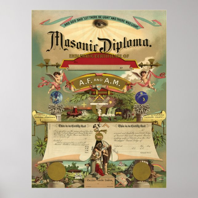 Masonic AF & AM Diploma Poster (Vorne)