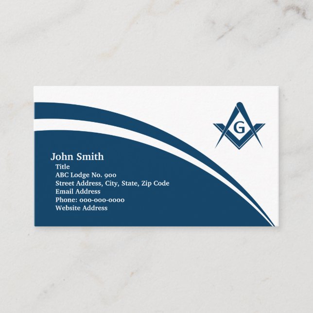 Masonic Blue Curve Business Card Visitenkarte (Vorderseite)