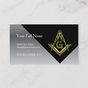 Masonic Business Card Designs   Black Gold Silver Telefonnummerkarte