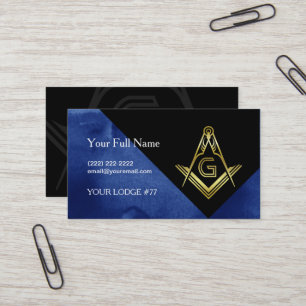 Masonic Business Card Designs Blue Black & Gold Visitenkarte