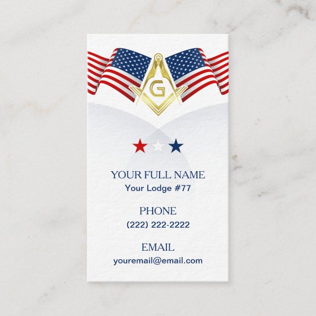 Masonic Business Card Template für Veteranen Visitenkarte (Vorderseite)
