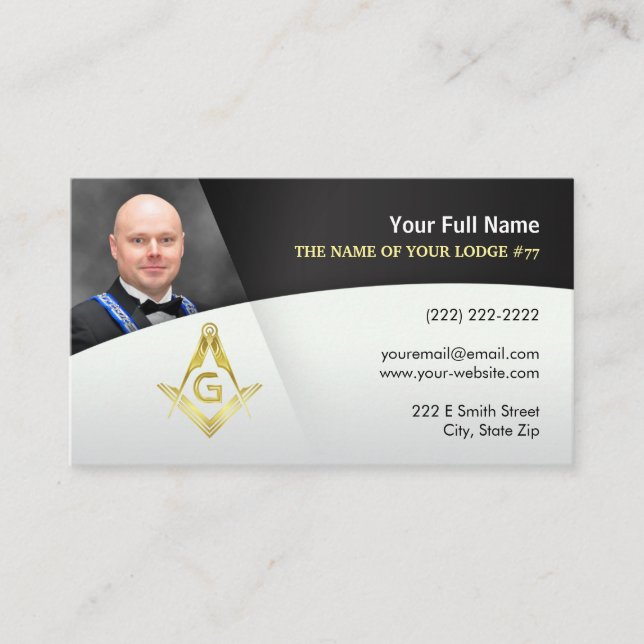 Masonic Business Cards Black Gold Freemason Foto Visitenkarte (Vorderseite)