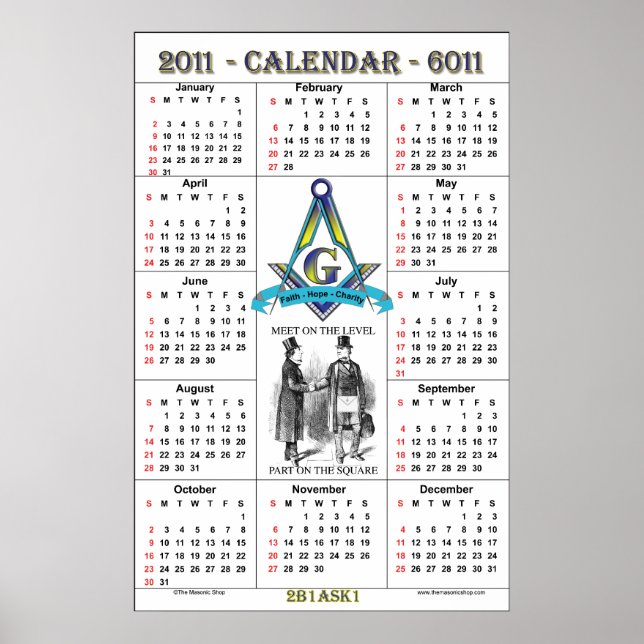 Masonic Calendar 2011 Poster (Vorne)