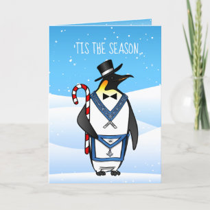 Masonic Christmas Cards Freemason Holiday Penguin Feiertagskarte