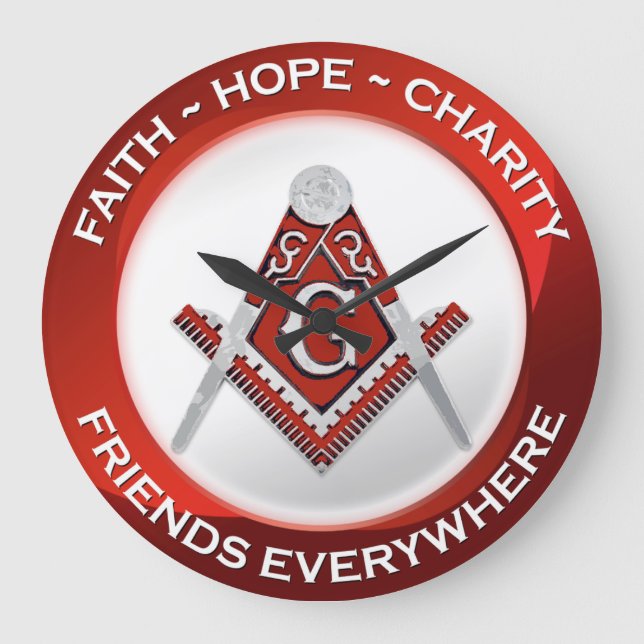 Masonic Clock Red Große Wanduhr (Vorderseite)