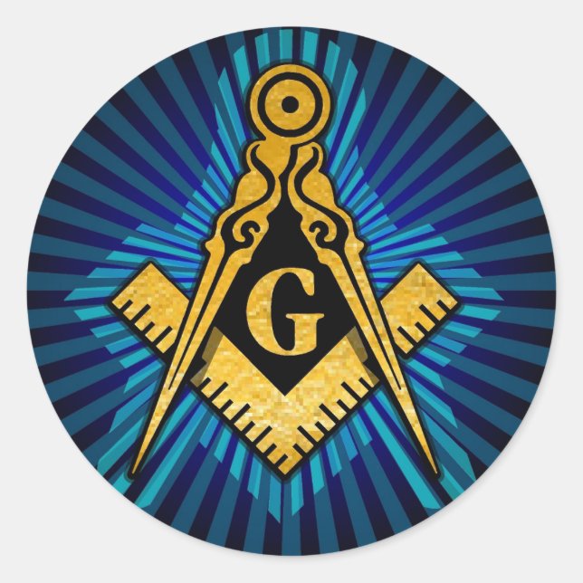 Masonic Compass und Square Runder Aufkleber (Vorderseite)