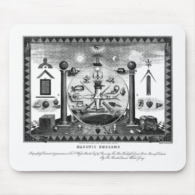 Masonic Emblems Chart aus dem Jahr 1874 Mousepad (Vorne)