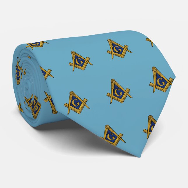 Masonic Freemason Blue Pattern Krawatte (Gerollt)