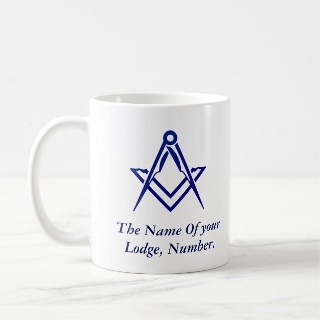 Masonic Freemason Compass Blue Kaffeetasse (Links)