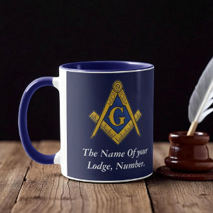Masonic Freemason Compass Navy Blue Tasse