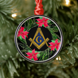 Masonic Freemason Masonry Wreath Poinsettia Ornament Aus Metall